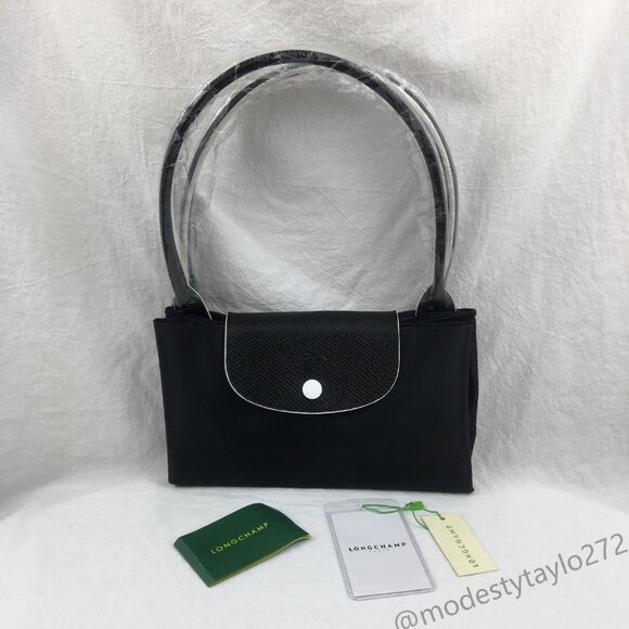 NWT Longchamp Le Pliage Original Large Shoulder Nylon Bag Tote IN NEW BLACK - Picture 3 of 12